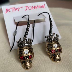 Betsey Johnson Crown Skull Earrings